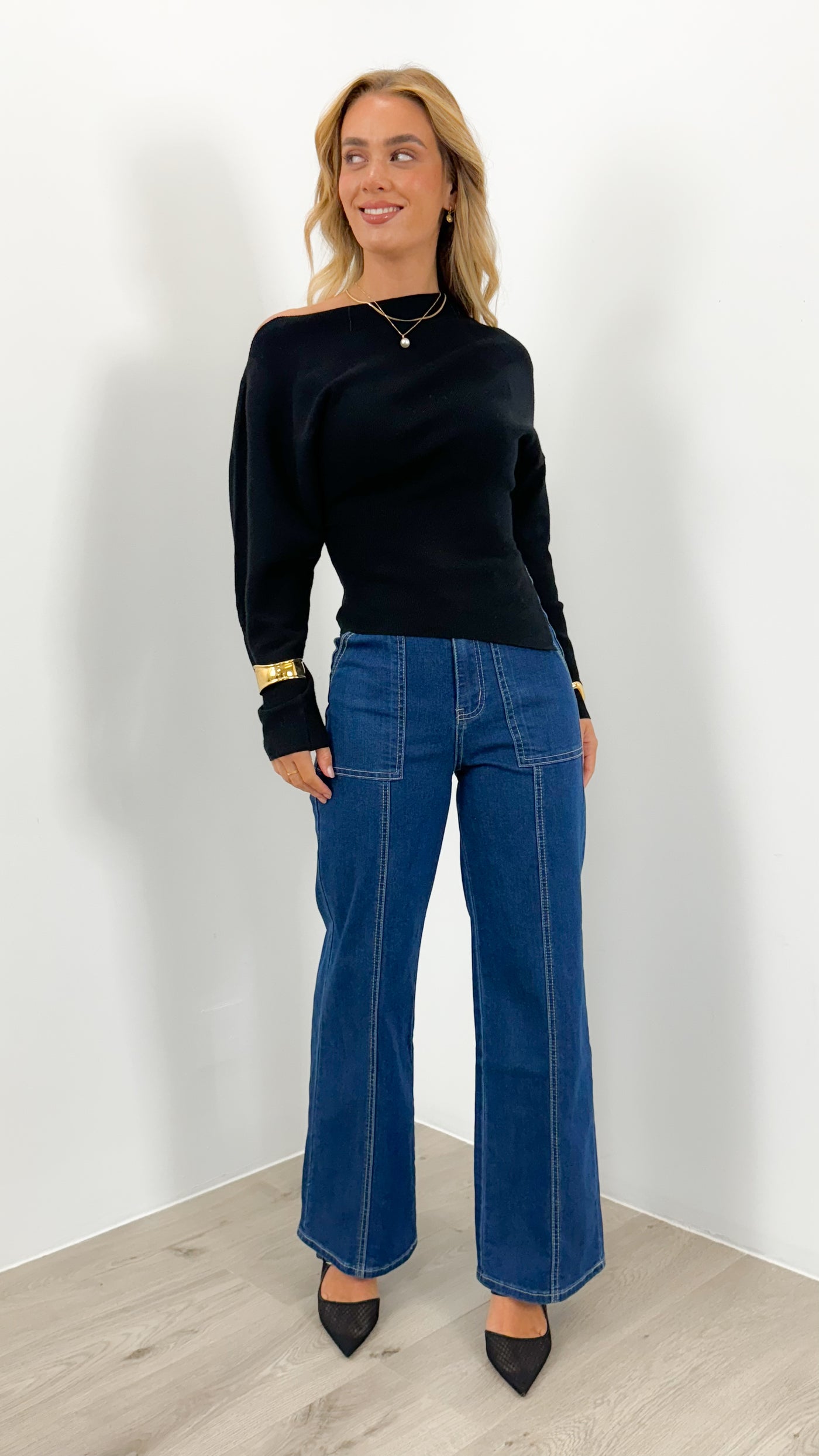 THEO KNIT TOP - BLACK