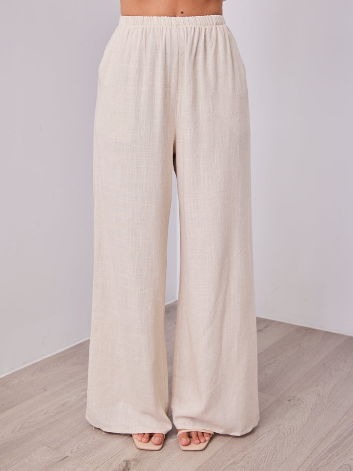 MYRA STRAPLESS TOP + PANT SET - OATMEAL