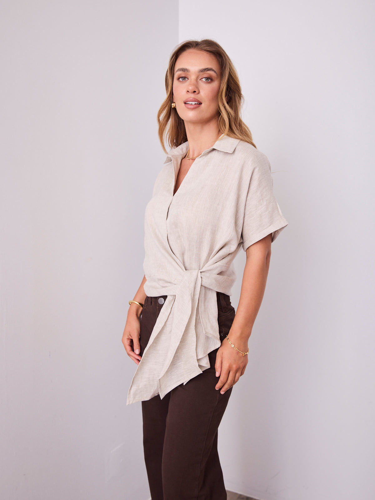 COMO LINEN SHIRT - NATURAL
