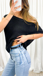 BETHENNY KNIT TOP - BLACK