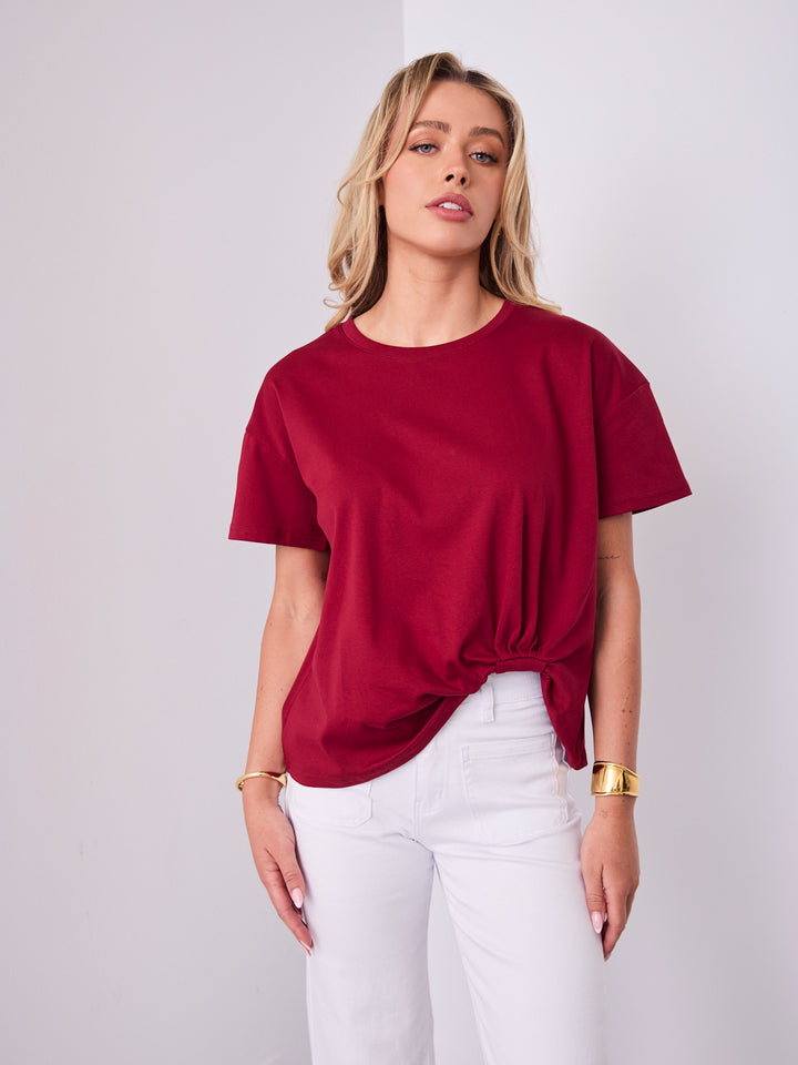 ESTHER EASY TUCK TEE - WINE