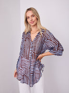 SHANI SHIRT - BLUE/CHOCOLATE