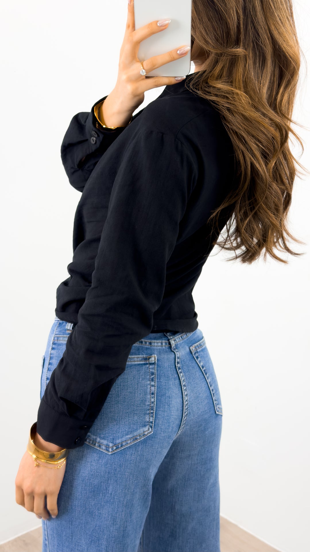 MACY TIE FRONT SHIRT - BLACK