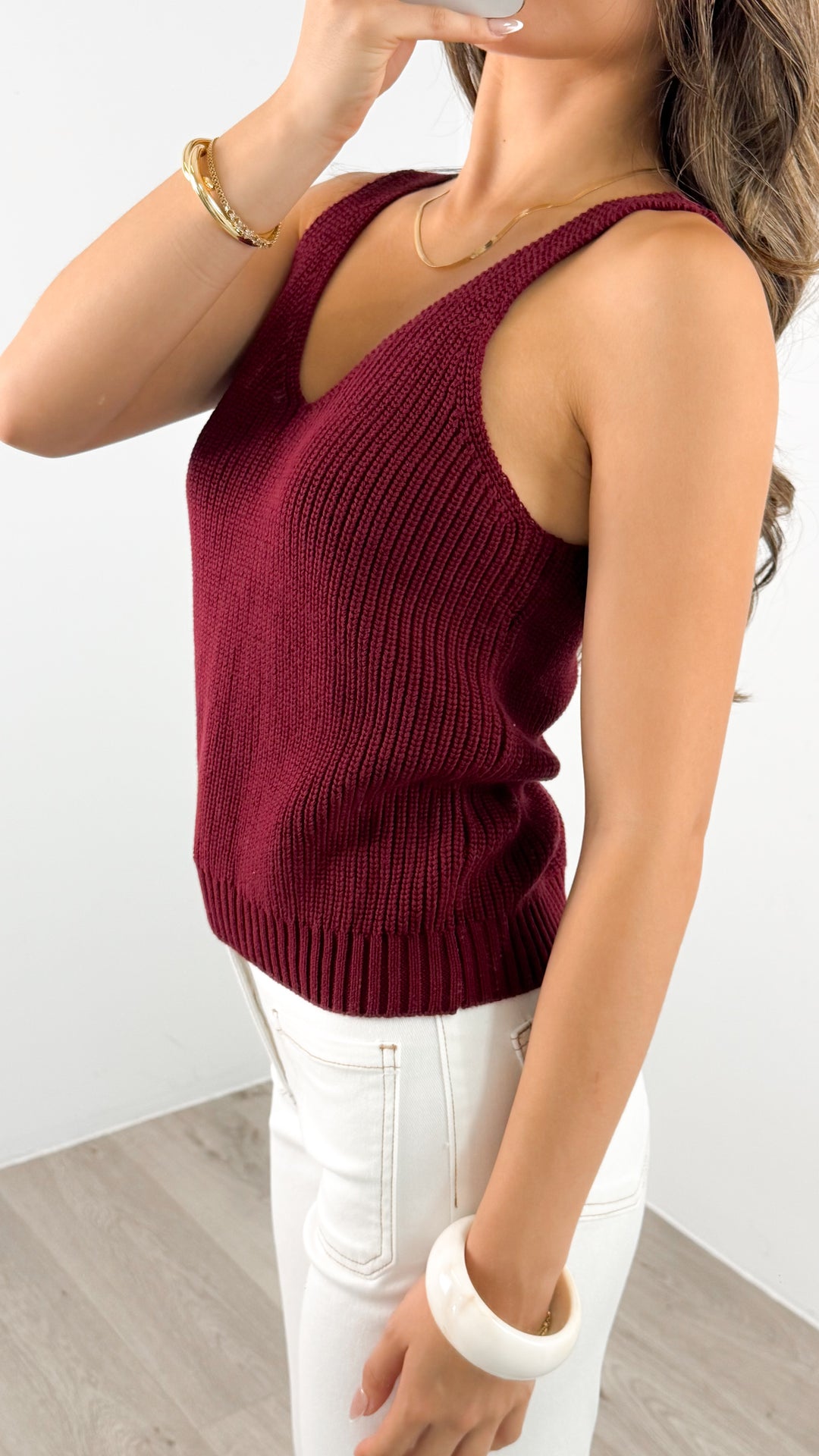 ANNIKA KNIT TANK TOP - WINE