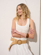 CARMEN STRAW BUCKLE BELT - TAN