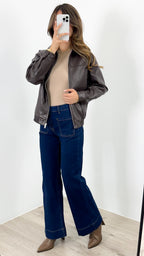 JAMISON PU JACKET - CHOCOLATE