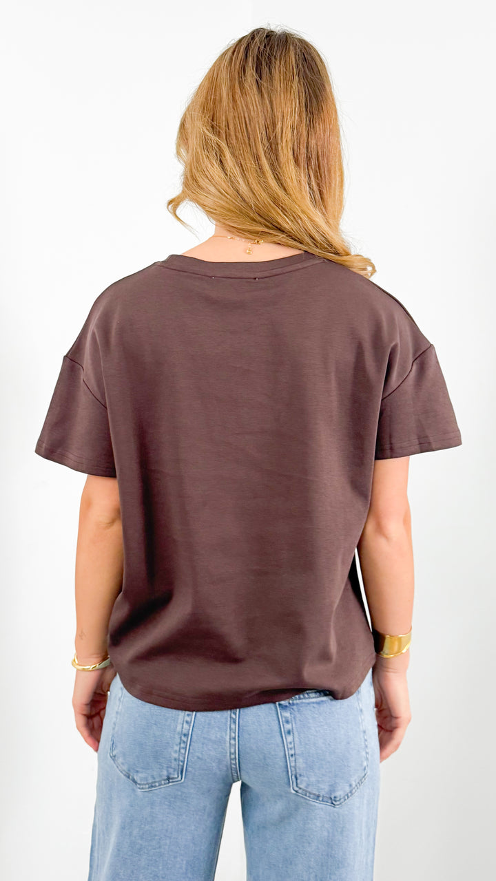 ESTHER EASY TUCK TEE - CHOCOLATE