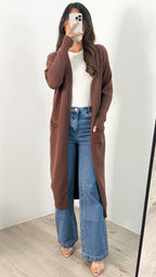 MAXWELL LONG CARDI - CHOCOLATE