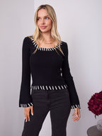 REID FITTED KNIT TOP - BLACK