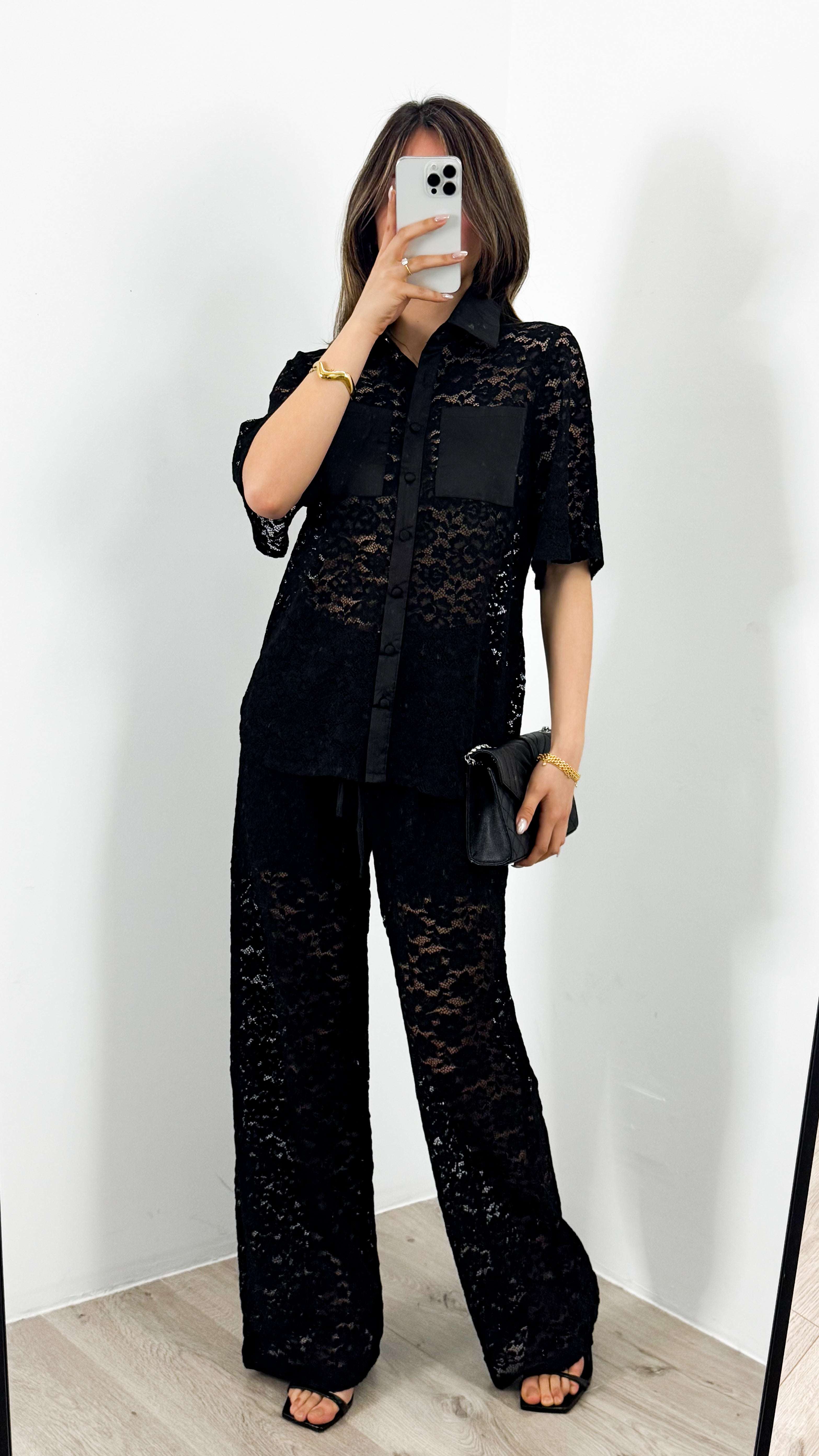 AZURA LACE SHIRT - BLACK
