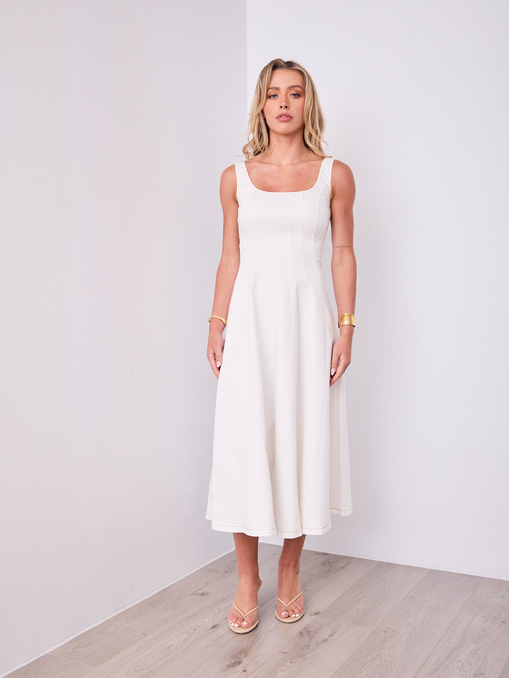 EVE DENIM DRESS - WHITE