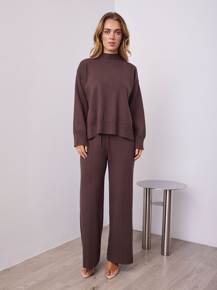 DELTA KNIT TOP - ESPRESSO