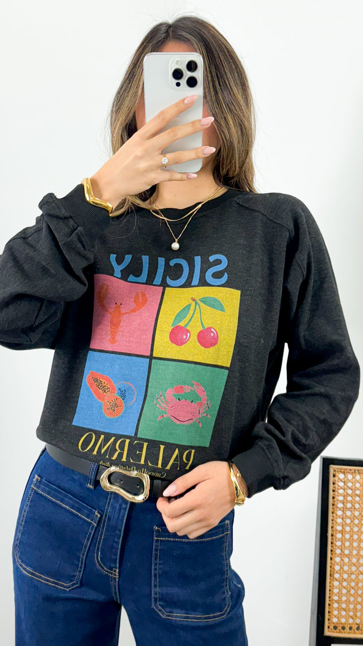 SICILY JUMPER - WASHED BLACK