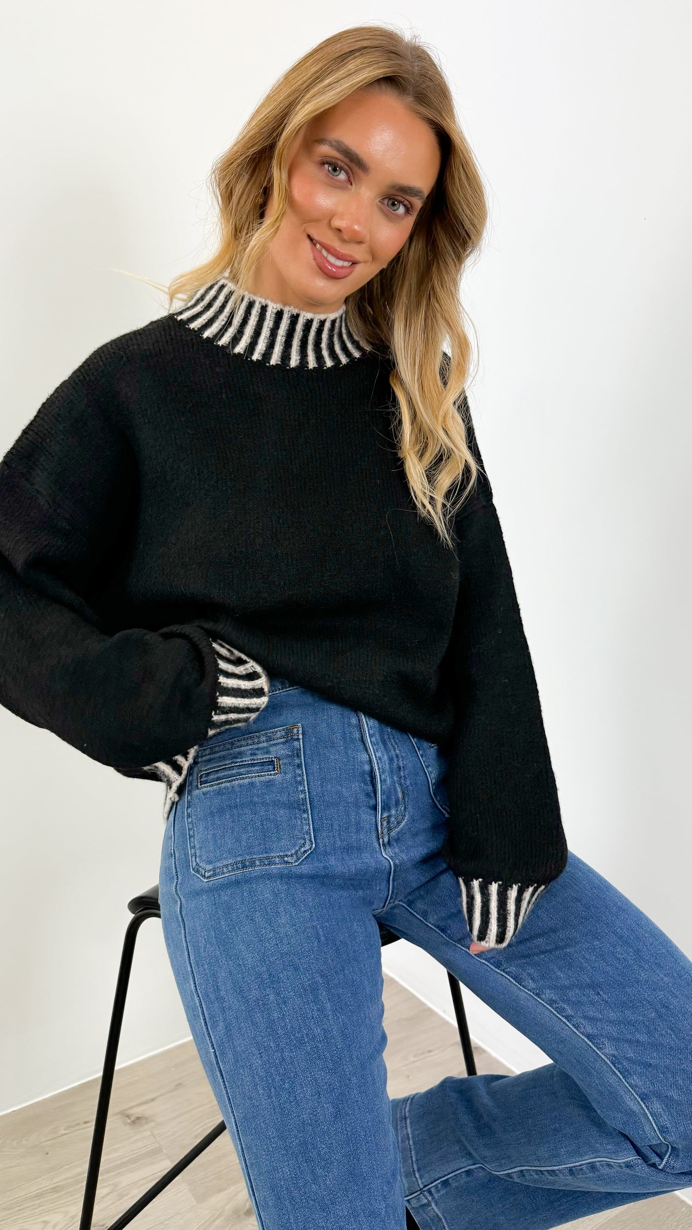 BESSIE STITCH KNIT - BLACK