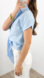 COMO LINEN SHIRT - ICE BLUE
