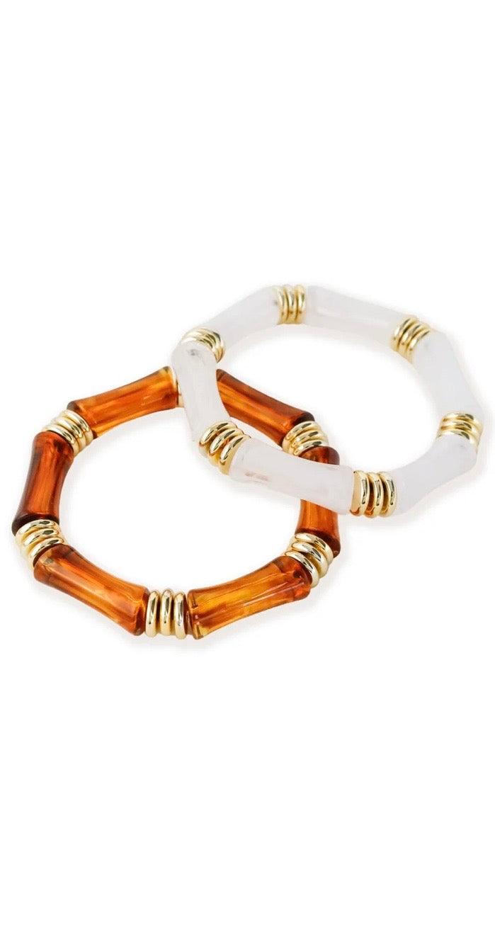 GLACE BAMBOO 2 SET BANGLES - BROWN/WHITE