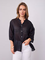 MARTA LINEN SHIRT - BLACK