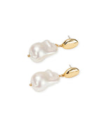 NATURAL ORGANIC 18K GOLD PLATED PEARL DROP EARRINGS - GOLD