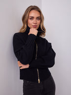 NERO TWO WAY ZIP KNIT - BLACK
