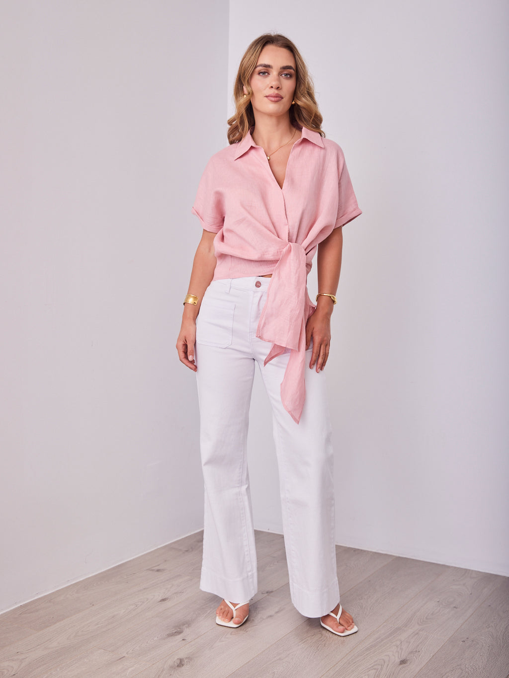 COMO LINEN SHIRT - DUSTY PINK