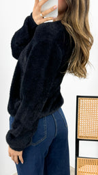 MAVI FLUFFY CARDI - BLACK