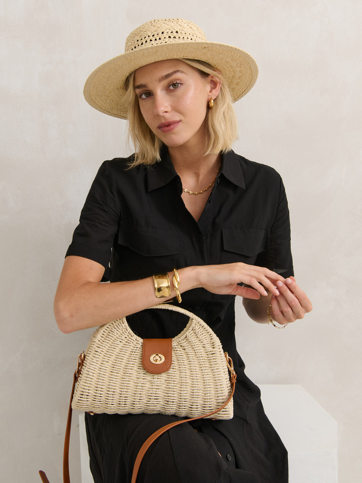 MAGGIE STRAW BAG - BEIGE