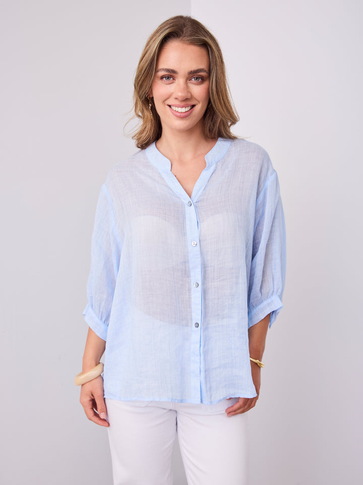 CATHY LINEN SHIRT - ICE BLUE