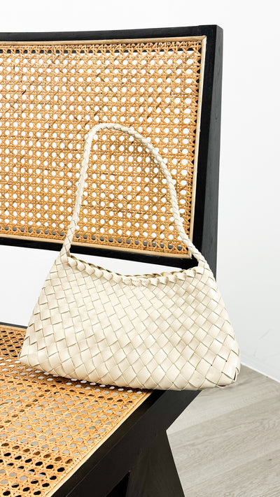 ROSELLE WOVEN SHOULDER BAG - IVORY
