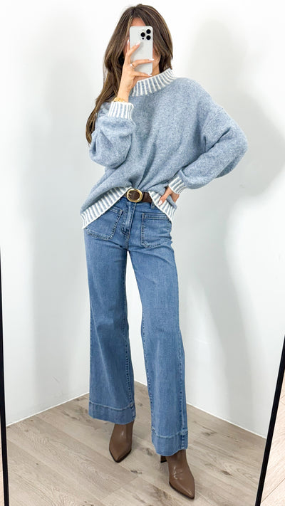 BESSIE STITCH KNIT - BLUE