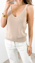 ANNIKA KNIT TANK TOP - BEIGE