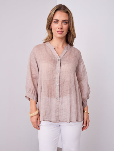 CATHY LINEN SHIRT - BISCUIT
