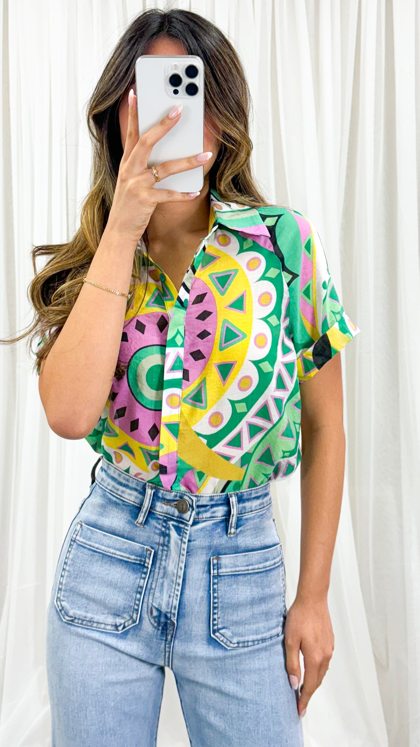 WINNIE BLOUSE - GREEN PRINT