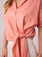 COMO LINEN SHIRT - BRICK