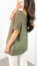 THEA KNIT TOP - OLIVE