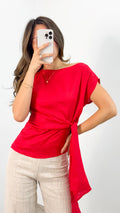 ZOE LINEN TOP - RED