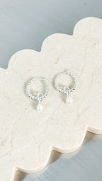 TWIST PEARL SILVER PLATED DROP EARRINGS - SILVER