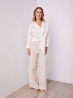 COMO LONG SLEEVE LINEN SHIRT - WHITE
