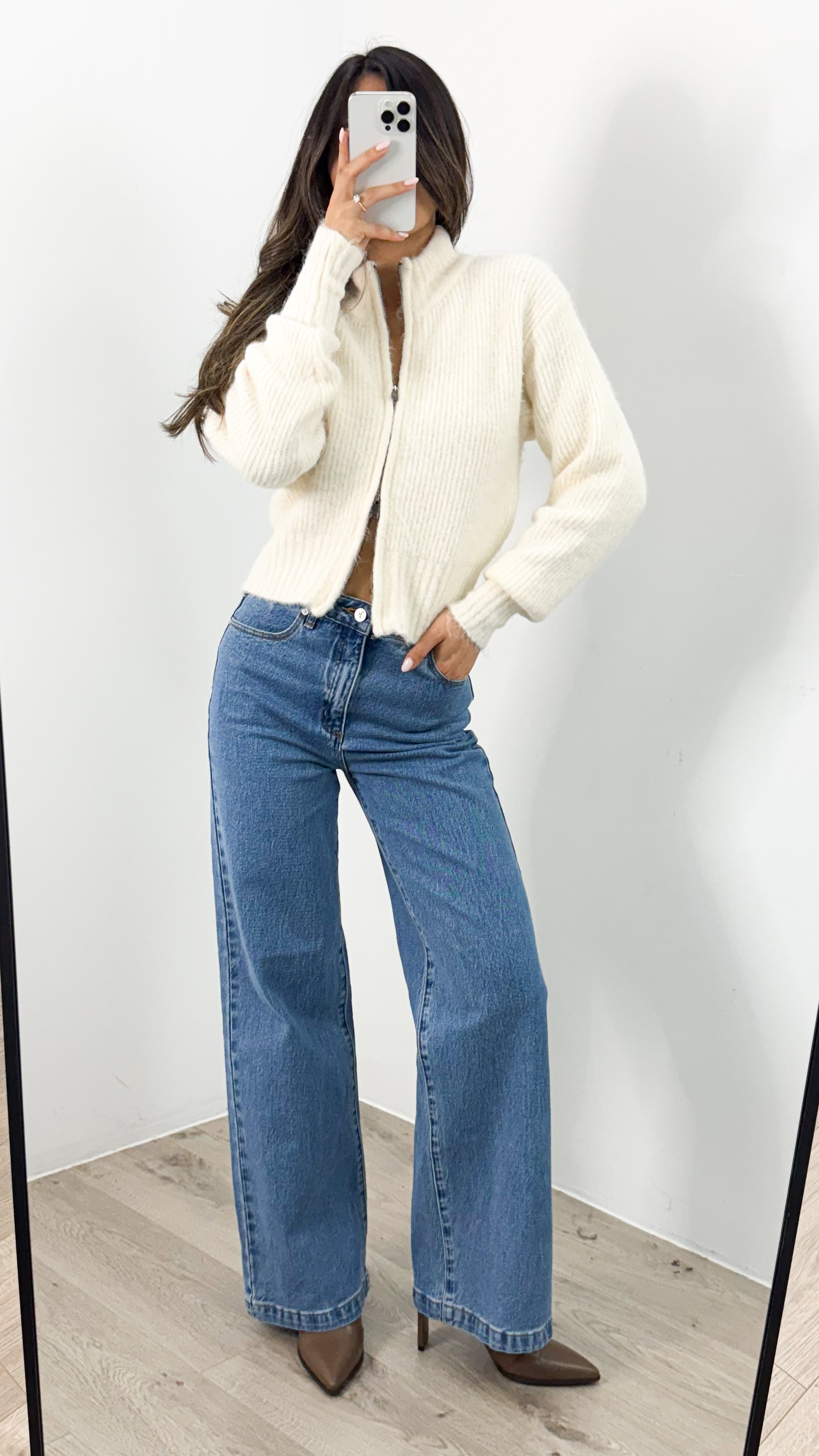 NOAH ZIP KNIT - CREAM