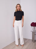 DALTON STRETCH JERSEY HIGH WAISTED STRAIGHT LEG PANT - WHITE