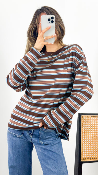 BOWEN STRIPE TOP - TAN