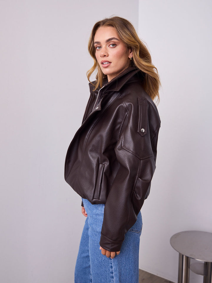 AXEL PU JACKET - CHOCOLATE