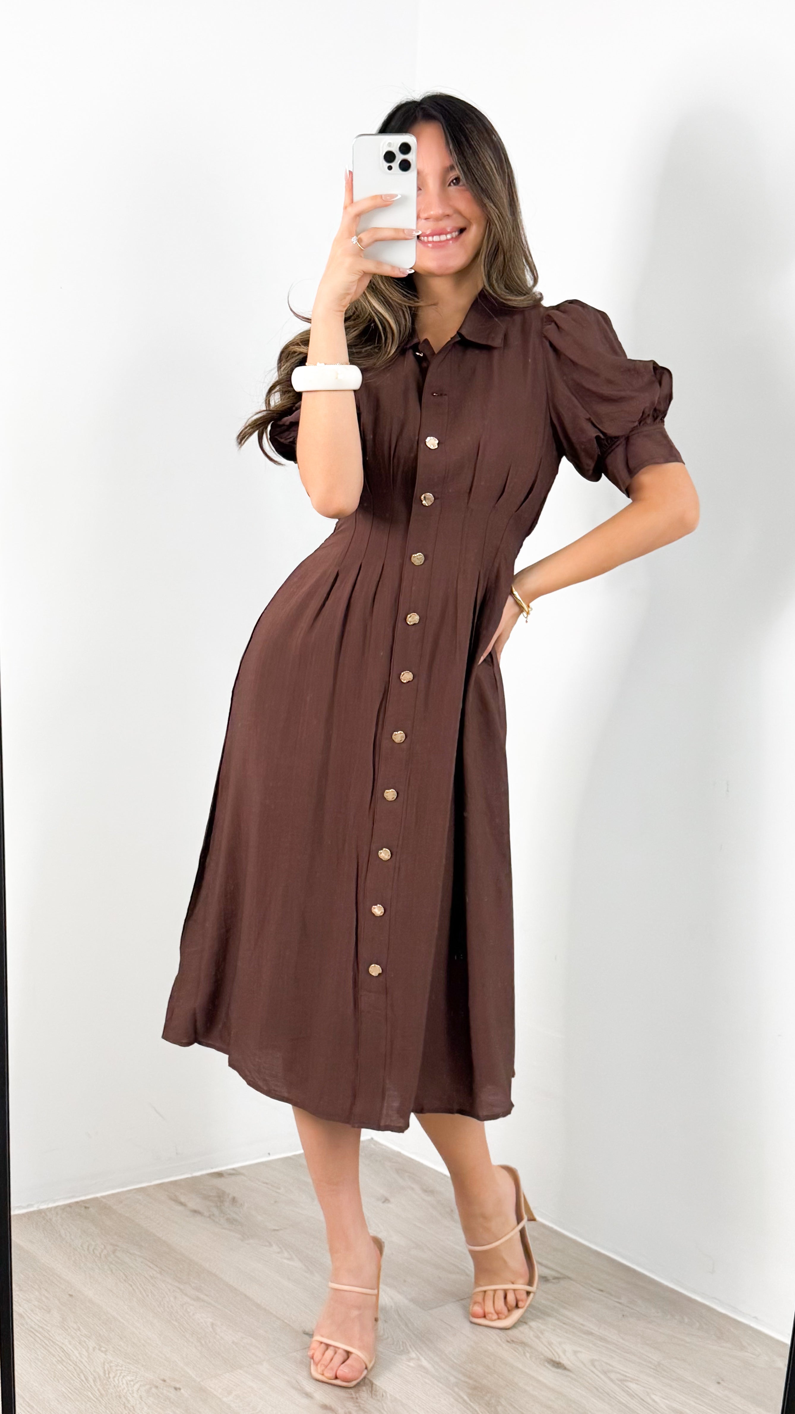 CASSANDRA DRESS - CHOCOLATE