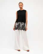 DANIELLE LACE TRIM TOP - BLACK