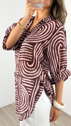 SHANI SHIRT - PINK/CHOCOLATE