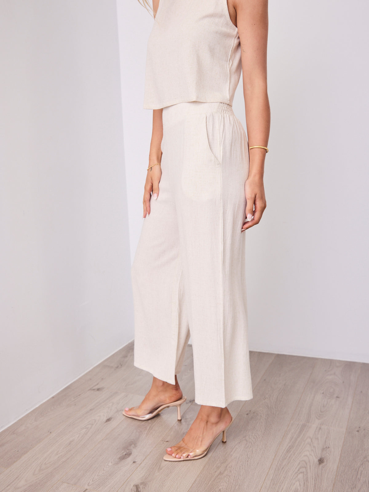 MEMPHIS 7/8 LINEN PANTS - BEIGE