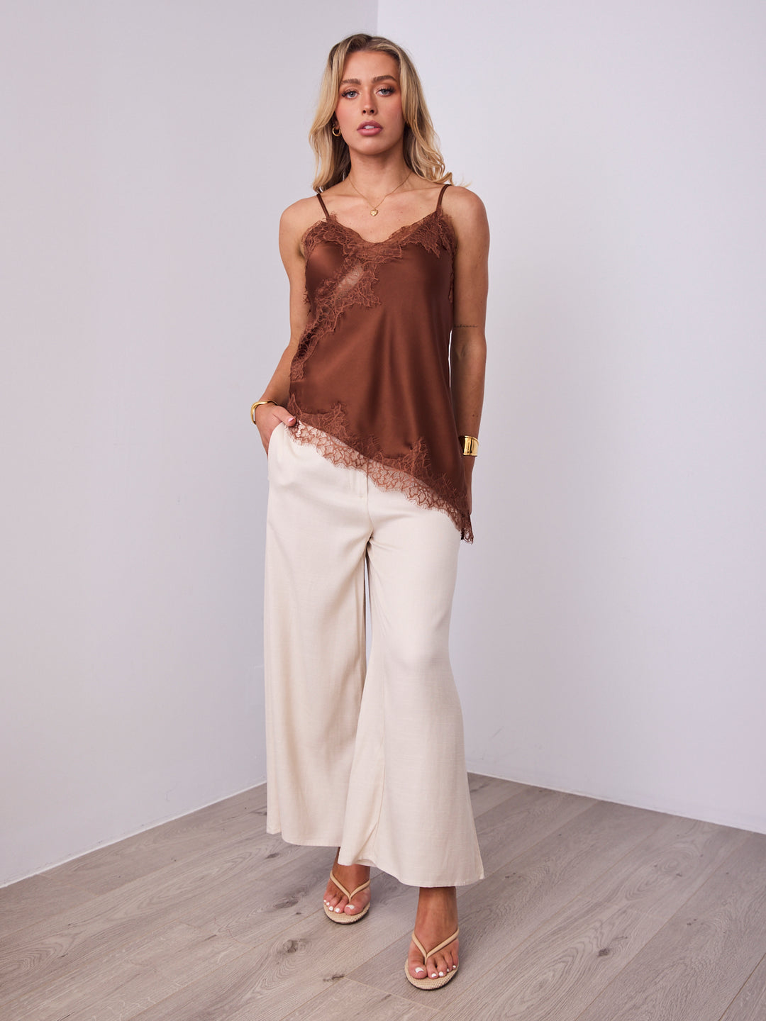 STELLA LACE CAMI - CHOCOLATE