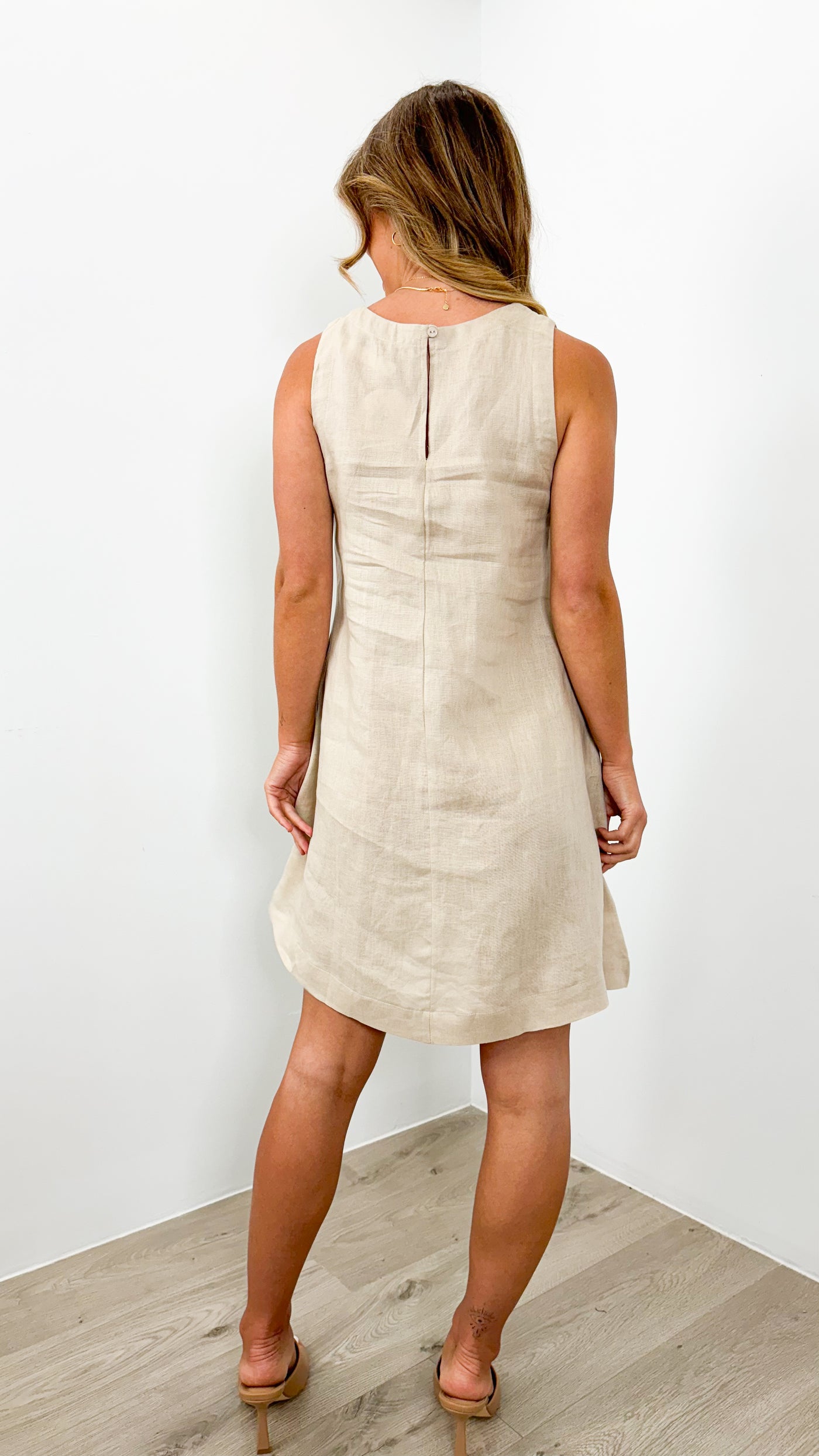 PARKER LINEN DRESS - BONE