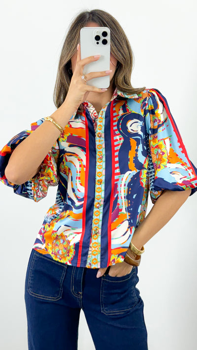 SICILY BLOUSE - NAVY