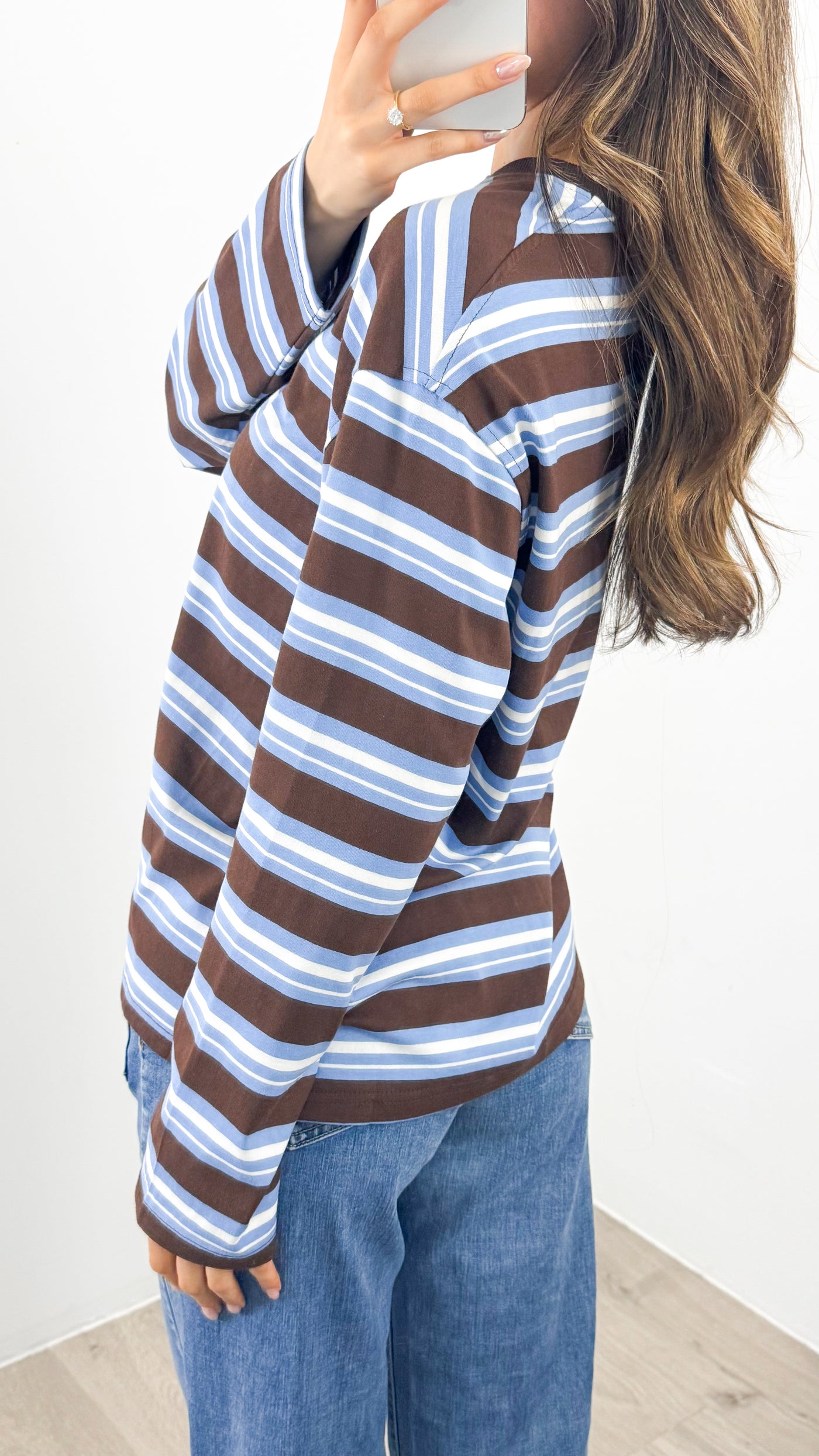 BOWEN STRIPE TOP - CHOCOLATE