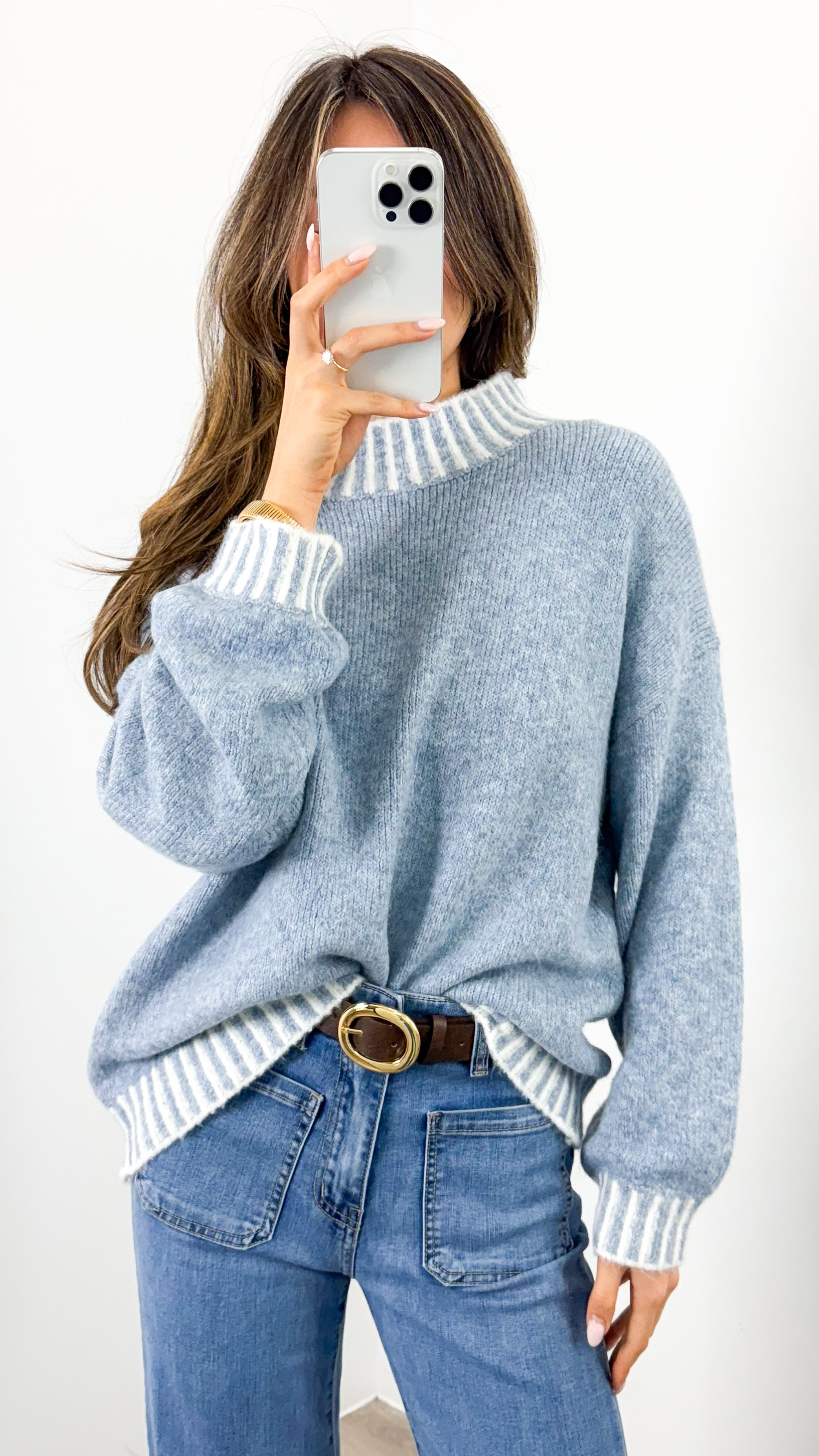 BESSIE STITCH KNIT - BLUE
